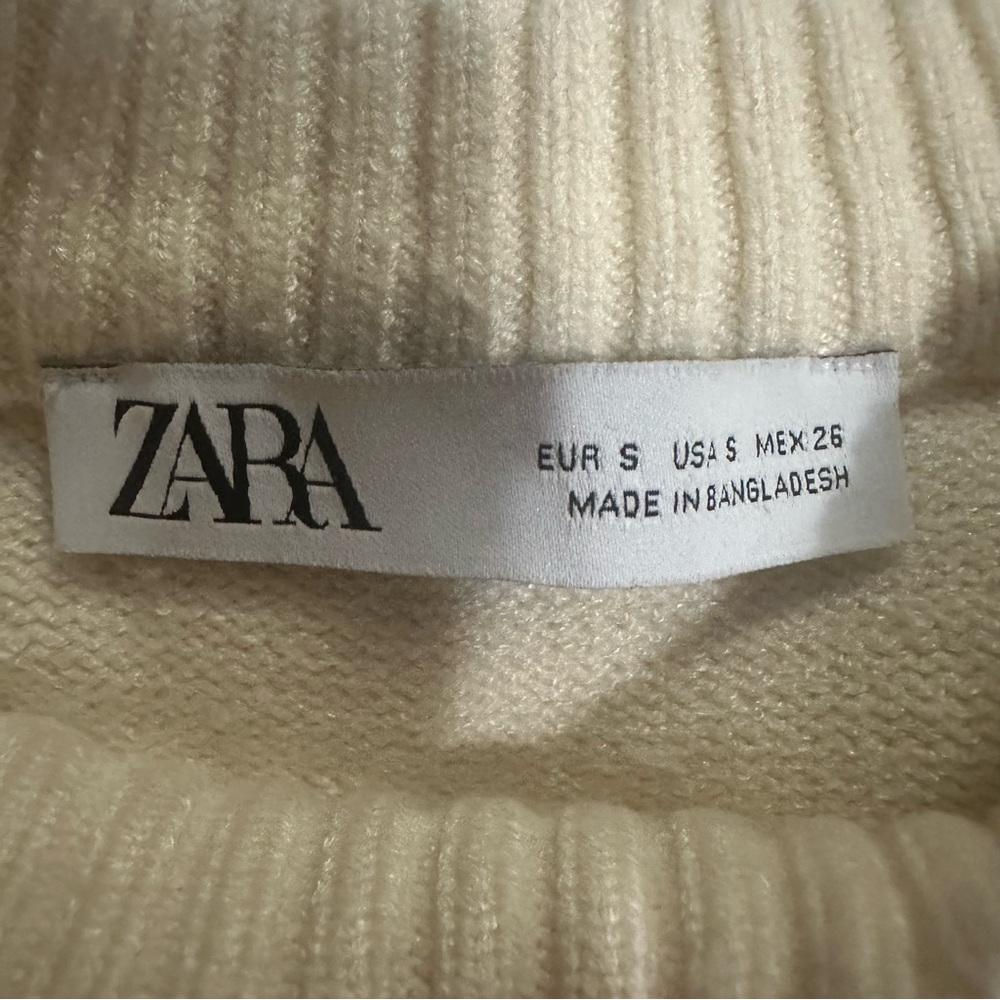 ZARA Nautical-Inspired Cream & Black Oversized Crew Neck Sweater/SIZE: Small - Picture 7 of 10